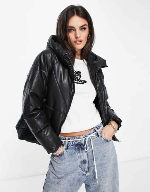 Pleather jacket cheap with hood