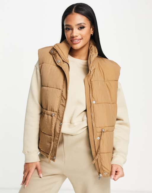 Only padded gilet in tan | ASOS