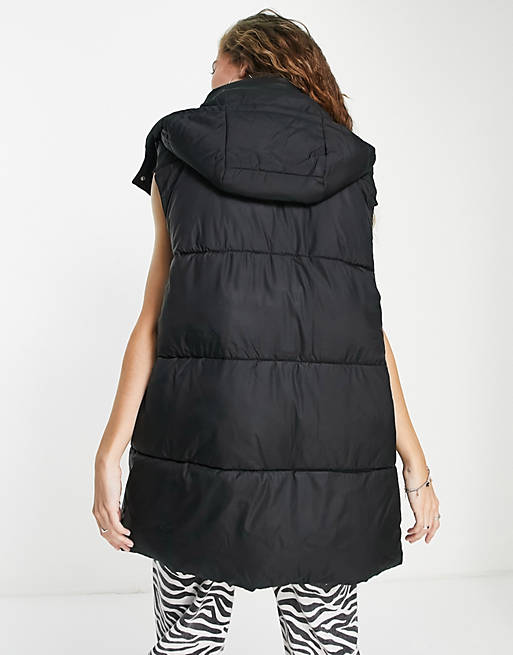  Only padded gilet with hood in black 