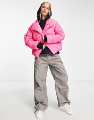 Only padded jacket in bright pink