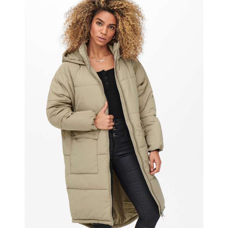 Taupe down store coat