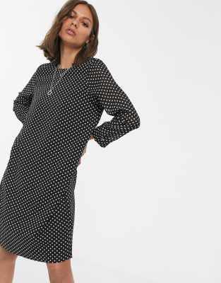 black and white polka dot dress asos
