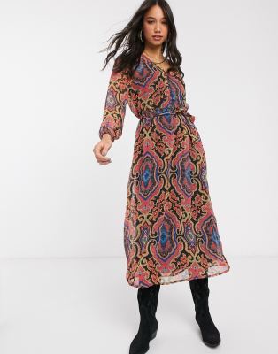 paisley maxi dress with sleeves