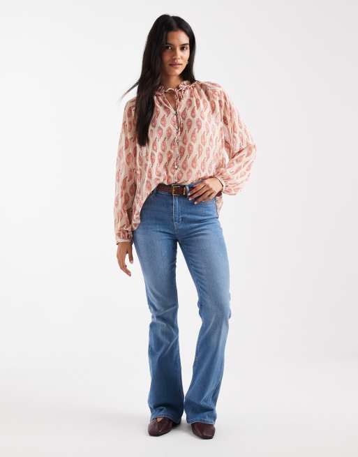 ONLY paisley print blouse in pink, 3 of 4