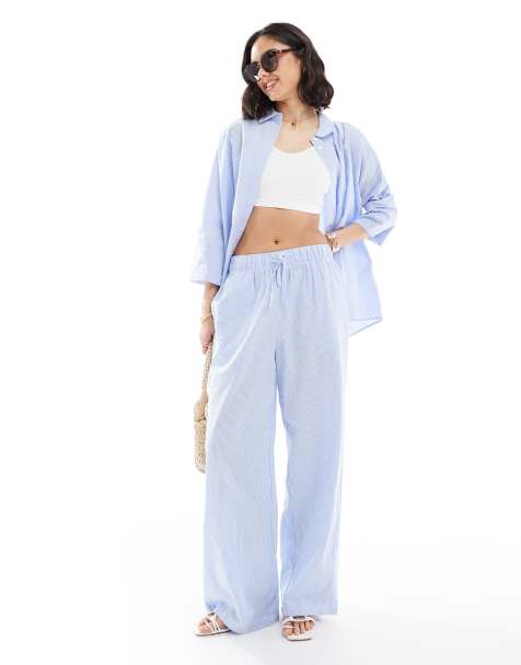 ONLY - Pantalon ample d'ensemble - Rayures bleues - view 1