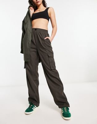 Only wide leg cargo trousers in brown - ASOS Price Checker