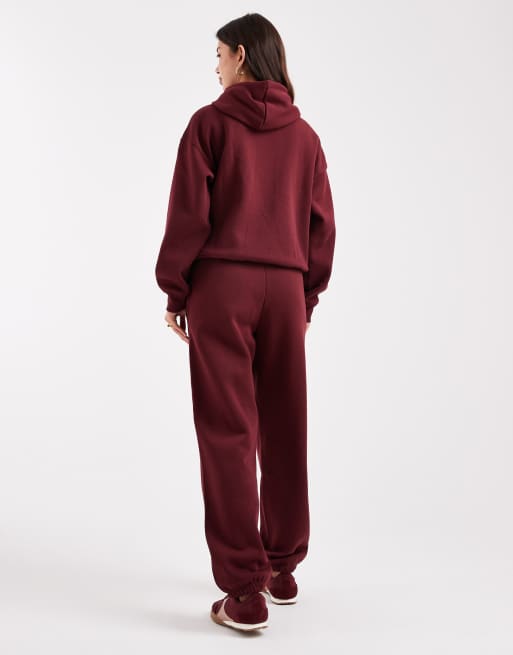 ONLY - Pantalon de jogging d'ensemble resserré aux chevilles en jersey - Bordeaux, 4 de 5