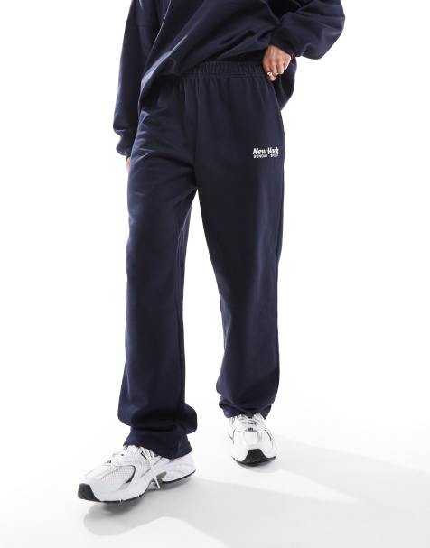 ONLY - Pantalon de jogging droit d'ensemble à imprimé New York - Bleu marine - view 1