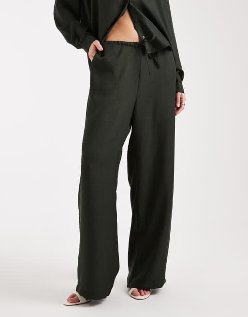 ONLY - Pantalon d'ensemble à enfiler avec liens à la taille - Kaki, 2 de 5