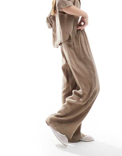 ONLY - Pantalon d'ensemble ample en lin mélangé - Marron, 2 de 5