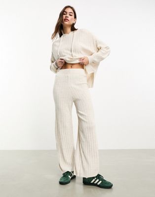 Only ribbed knit trouser co-ord in cream - ASOS Price Checker