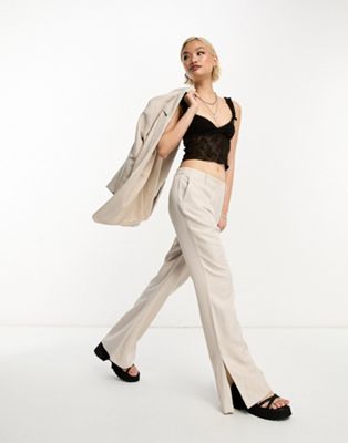 Only flared tailored trousers co-ord in stone - ASOS Price Checker