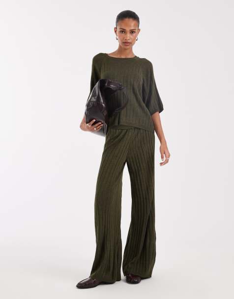 ONLY - Pantalon d'ensemble large en maille - Vert - view 1