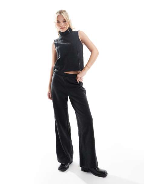 ONLY - Pantalon d'ensemble texturé doux au toucher coupe ample - Gris foncé - view 1