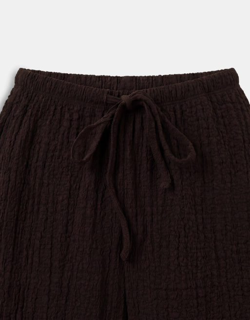 ONLY - Pantalon d'ensemble texturé effet froissé à taille haute - Marron foncé, 9 de 9