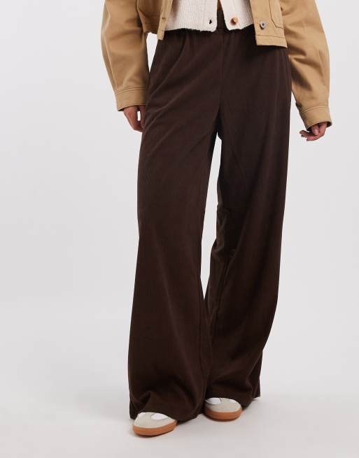 Only - Pantalon large en velours côtelé à enfiler - Marron, 2 de 5