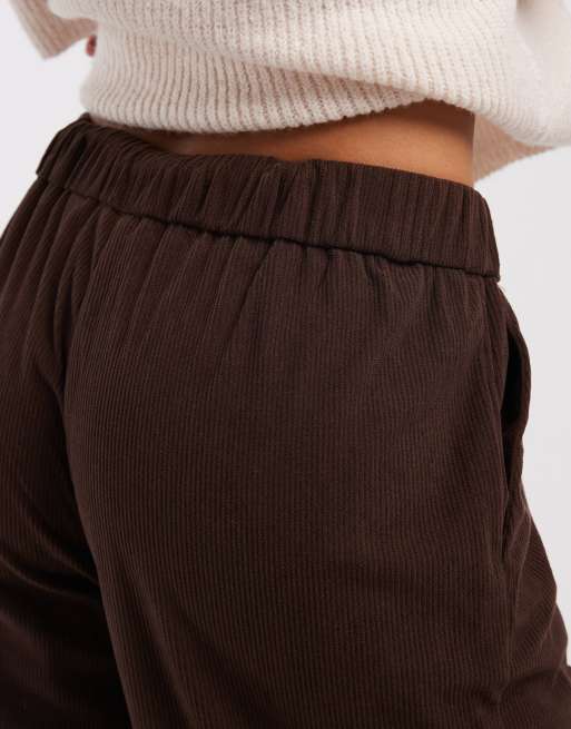Only - Pantalon large en velours côtelé à enfiler - Marron, 3 de 5