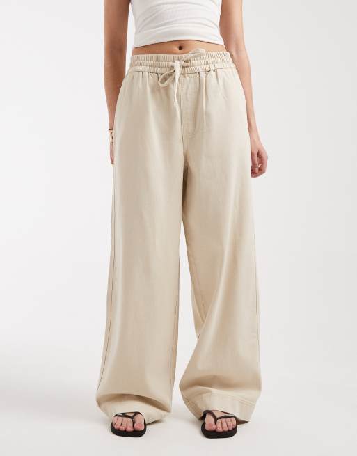 Only - Pantalon taille haute à enfiler - Beige, 2 de 5