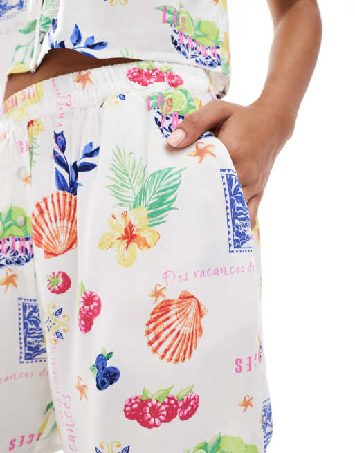 ONLY - Pantaloncini con stampa stile cartolina in coordinato, 4 di 5