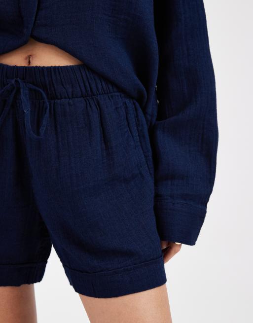 Only - Pantaloncini in seersucker blu navy in coordinato, 3 di 5