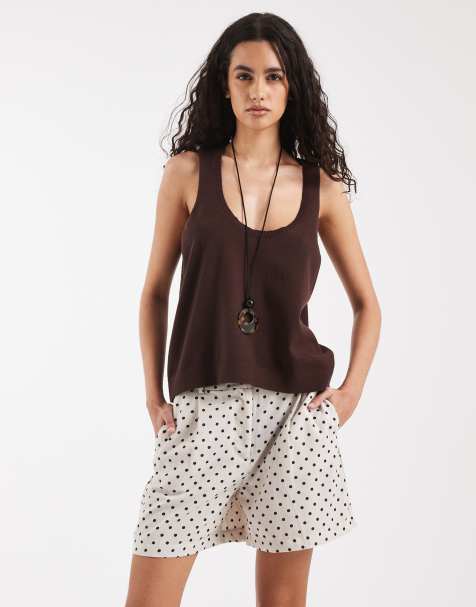 ONLY - Pantaloncini sartoriali a vita alta bianchi a pois - view 1