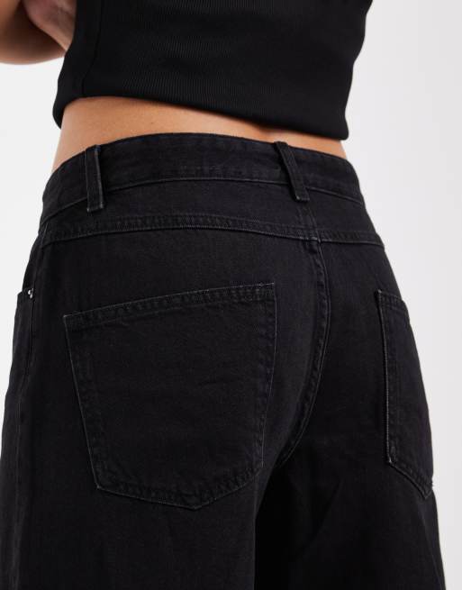 ONLY - Pantalones cortos vaqueros negros de corte alargado y talle medio, 4 de 5