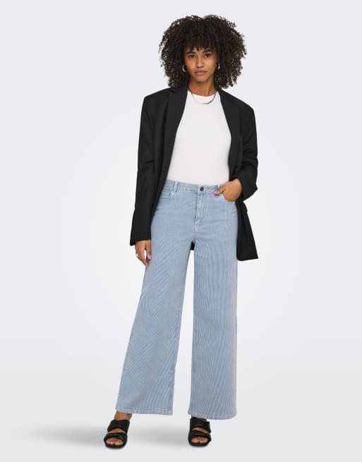 ONLY pantalones de pernera ancha en denim azul claro, 3 de 7
