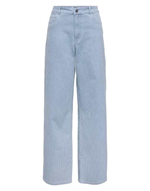 ONLY pantalones de pernera ancha en denim azul claro, 6 de 7