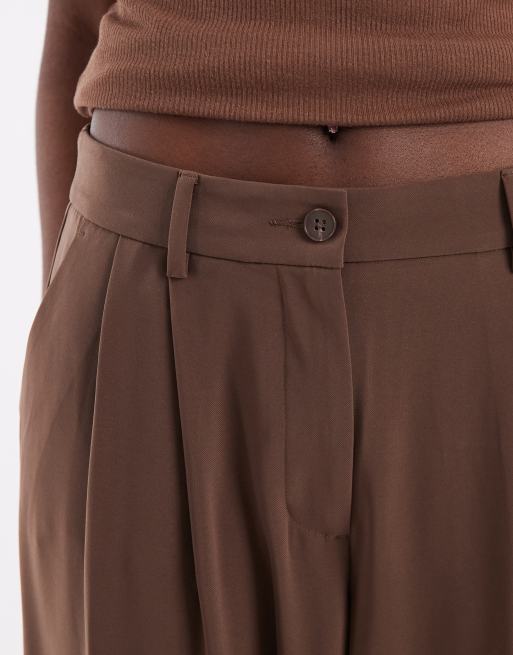 ONLY - Pantalones de sastre marrón chocolate de pernera ancha, 5 de 5