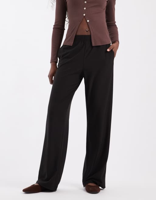 ONLY pantalones negros de talle alto y pernera ancha sin cierre, 2 de 5