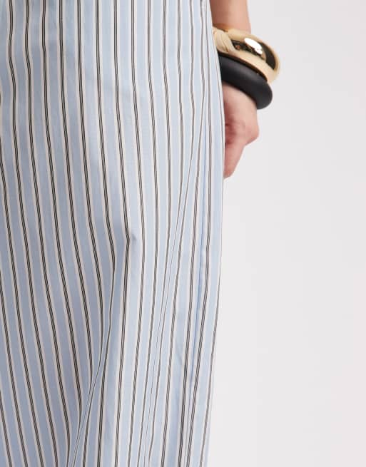 ONLY - Pantaloni a fondo ampio azzurri a righe, 3 di 5
