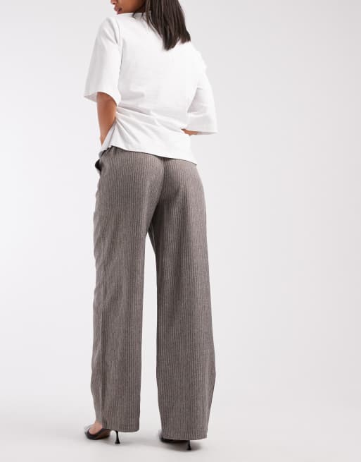 ONLY - Pantaloni a fondo ampio grigi con motivo gessato, 3 di 5
