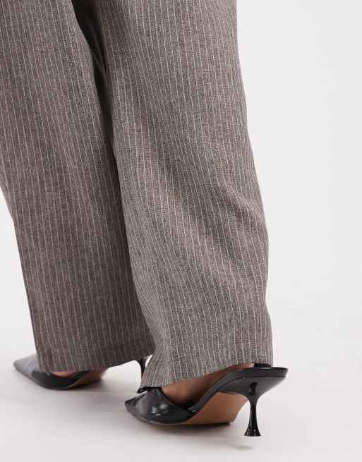 ONLY - Pantaloni a fondo ampio grigi con motivo gessato, 4 di 5