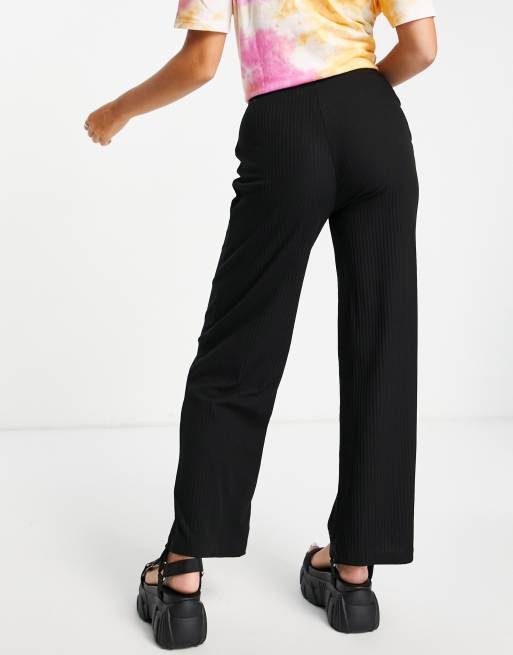 Only - Pantaloni a fondo ampio neri a coste, 2 di 4