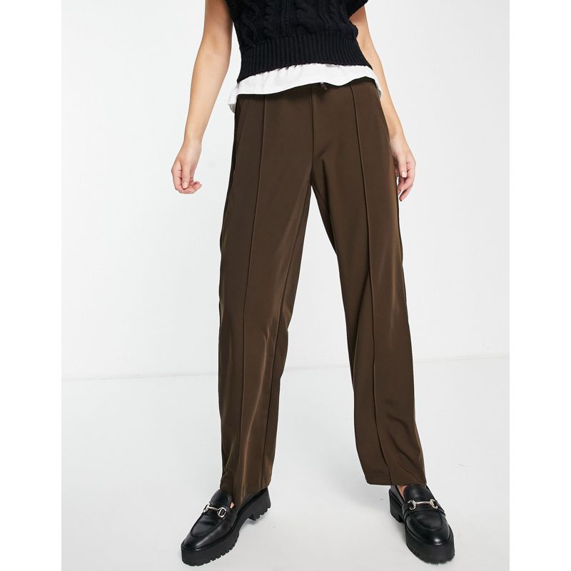 Pantaloni con fondo ampio Donna Only - Pantaloni a gamba dritta marroni con dettaglio in vita 