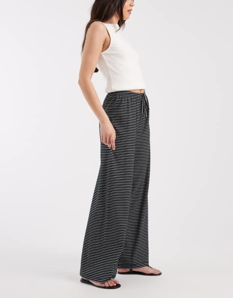 Only - Pantaloni a righe bianche e nere con laccetto - view 1