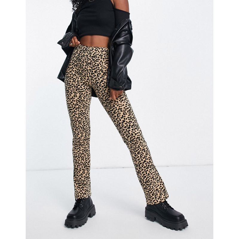 Pantaloni a zampa Donna Only - Pantaloni a zampa in cotone organico con stampa leopardata