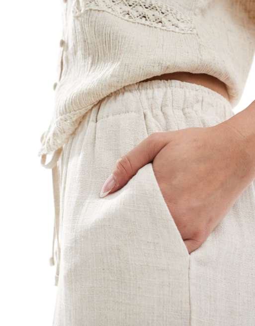 ONLY - Pantaloni beige in misto lino, 5 di 5