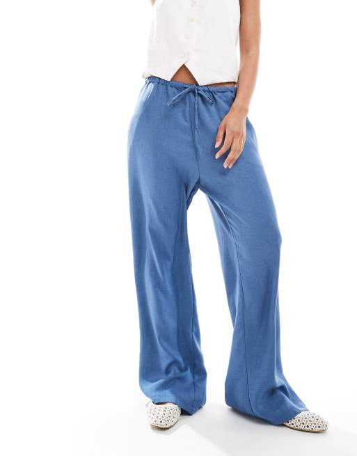 ONLY - Pantaloni blu con dettaglio allacciato