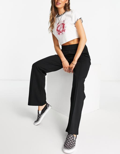 Only - Pantaloni con fondo ampio e vita elasticizzata neri , 4 di 4