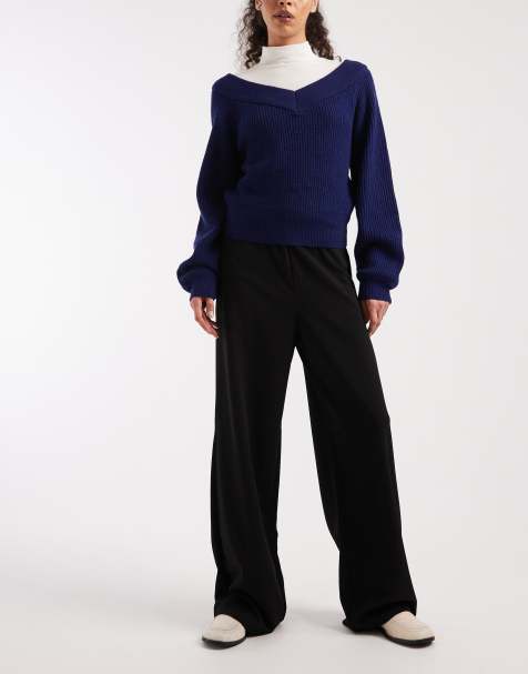 ONLY - Pantaloni sartoriali a fondo ampio neri - view 1