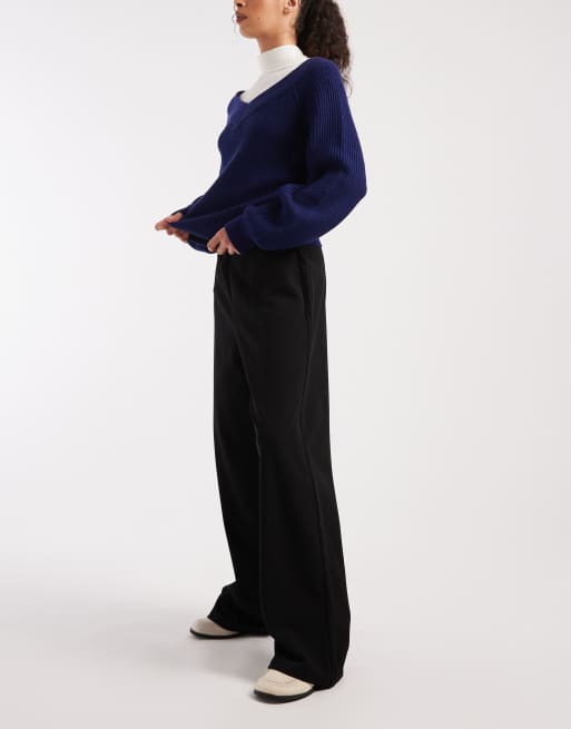 ONLY - Pantaloni sartoriali a fondo ampio neri, 2 di 5