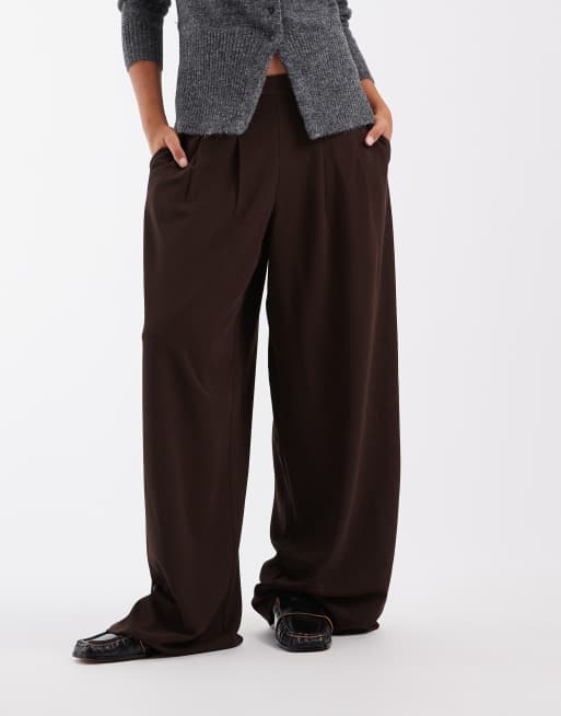 ONLY pantaloni sartoriali a gamba larga color cioccolato, 2 di 5