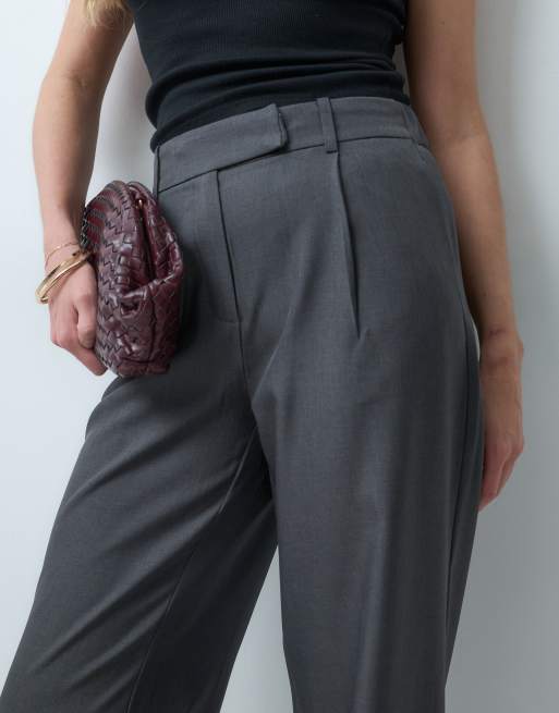 ONLY pantaloni sartoriali a vita alta grigio scuro, 3 di 5