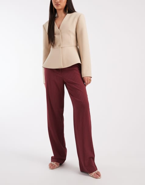 ONLY - Pantaloni sartoriali gessati bordeaux - view 1