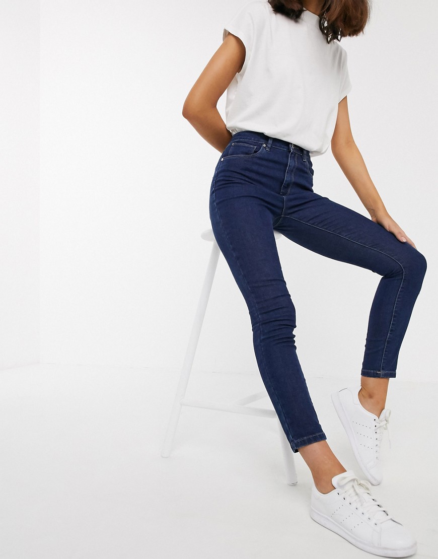 Only - Paola - Enkellange jeans met hoge taille-Blauw