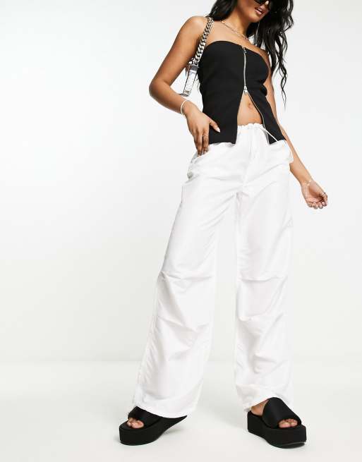 Gia Cargo Parachute Pants White