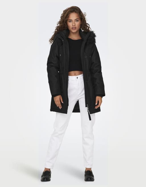 ONLY parka in zwart, 3 van 7