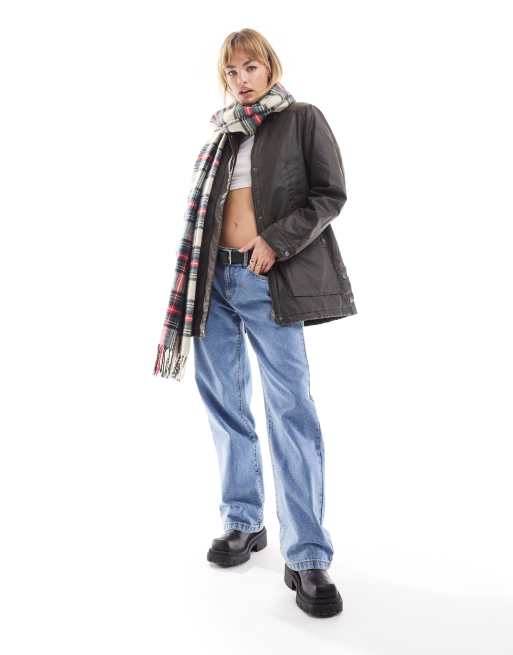 Only - Parka nero slavato con colletto a contrasto 