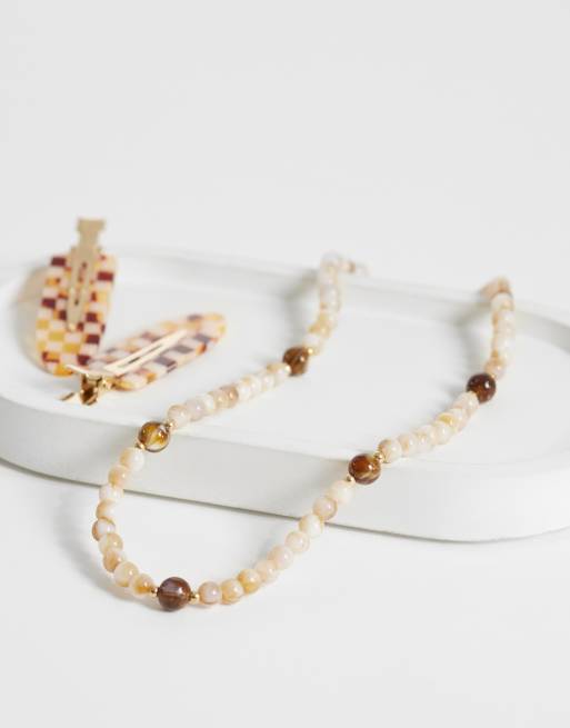 ONLY – Pärlhalsband i jordnära toner, 2 av 4